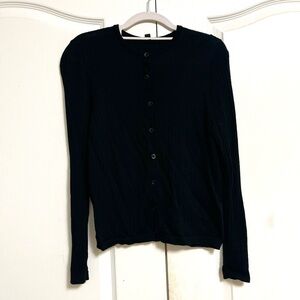 Uniqlo 100% Merino Wool Ribbed Cardigan-Black